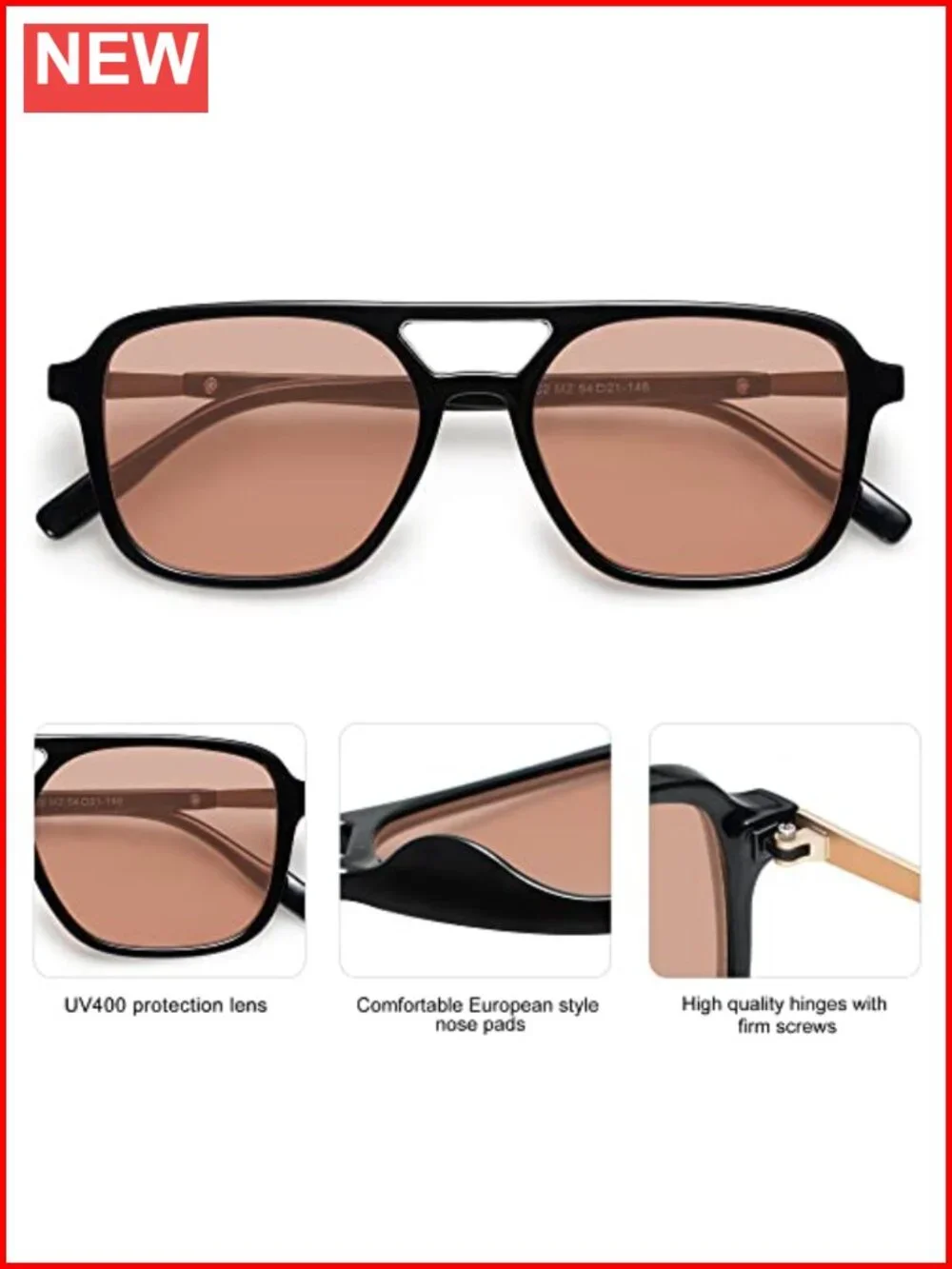 Retro Aviator Sunglasses for Women Men Trendy Rectangle Shades UV400